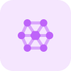 Atom structure with lattice holding each other icon