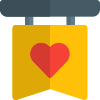 Heart shape on a tablet representing peace and love icon