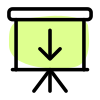 White board with downwards direction arrow layout icon