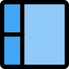 Box with sides sectioned in parts layout icon