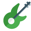 Music bass with the guitar like shape music instrument icon