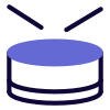 Large drum set with a drumstick pair icon