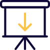 White board with downwards direction arrow layout icon