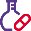 Lab research on experimental drug medicine with flask icon