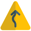 Traffic overtaking on a triangular sign post on a road icon