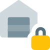 Locked pivate property warehouse with padlock symbol icon