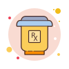 Frasco de comprimidos com prescrição médica icon