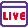 Live streaming option available on a web browser icon