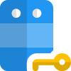 Secure modern server with key to unlock or authentication icon