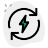 Energy transfer with flash and loop arrows logotype icon