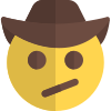 Confused cowboy facial expression emoji for instant messenger icon