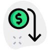 Devaluation of dollar money, depreciation finance downtrend icon