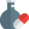 Lab research on experimental drug medicine with flask icon
