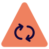 Roundabout with clockwise arrows on a triangular board icon