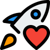 Rocket with heart shape isolated with white background icon