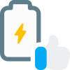 Battery life cycle with positive thumbs up feedback icon