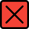 Cross sign in box for decline, isolated in a white background. icon