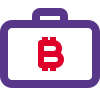 Bitcoin suitcase concept of digital currency business icon