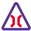 Triangular shape signboard with a narrow bridge lane icon