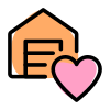 Warehouse with heart favorite shape logotype layout icon