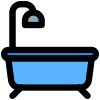 Premium hotel bathtub with overhead shower layout icon