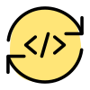 Programming language software syncing with circular loops icon