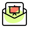 Message forwarded with office presentation guide in an envelope icon
