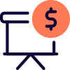 Finance and sales figure with dollar sign on slide screen icon