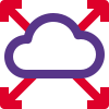 Cloud computing system with direction in all four corners icon