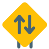 Up and down arrows on a sign board icon