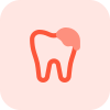 Tooth decay repair from a dentistry isolated on a white background icon