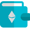 Ethereum wallet of digital cryptocurrency isolated on a white background icon