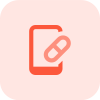 Buying a prescription drug over a cell phone isolated on a white background icon