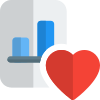 Favorite financial report with heart shape logotype icon