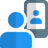 Business official call with client over a cell phone icon