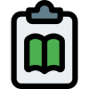 Content of a book been posted on a clipboard icon