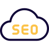 Seo service on a cloud server isolated on a white background icon