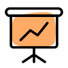 Screen with infographics of sales inconsistence chart icon