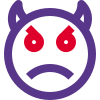 Angry devil face emoticon with pair of horn icon