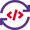 Programming language software syncing with circular loops icon