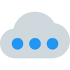 Cloud content loading with dots logotype isolated on white background icon