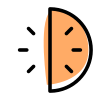 Digital clock face representing half an hour icon