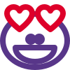 Happy romantic grinning frog with heart eyes icon