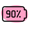 Ninty percent phone battery charging level layout icon