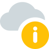 Info on a cloud service provider isolated on a white background icon