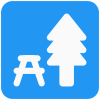 Park with benches sign board outdoors layout icon