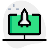 Powerhouse computer with rocket speed isolated on a white background icon