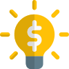 Lamp with dollar sign money idea concept icon