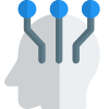 Head integration with artificial intelligence isolated on a white background icon