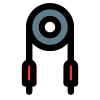 Audio amplification cable with both ways connection icon